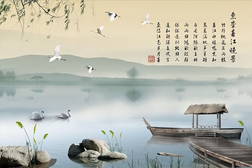 春江晚景图平面设计