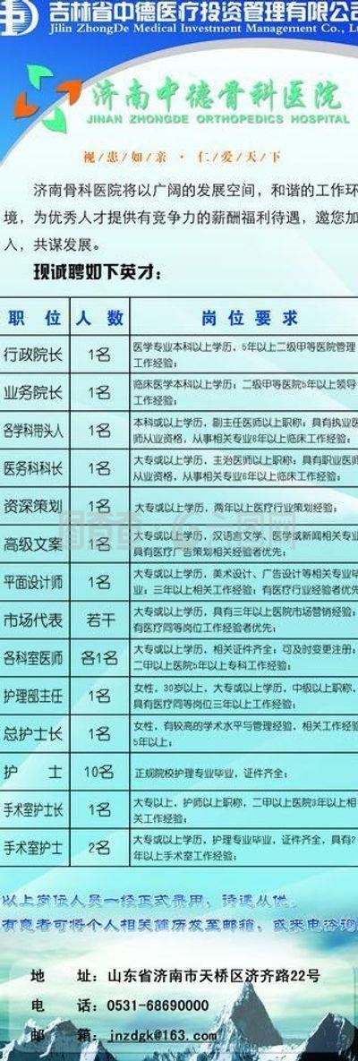 骨科医院招聘平面设计